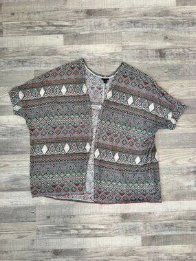 Torrid Grey Aztec Pattern Short Sleeve Cardigan Size 2X R46